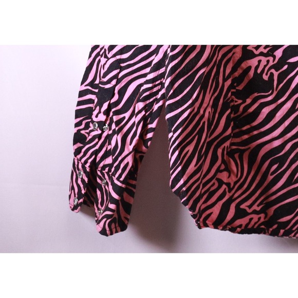 Cowgirl Hardware Women XL Shirt Snap Western Pink Black Rodeo‎ Zebra Bling Cross - Picture 7 of 9